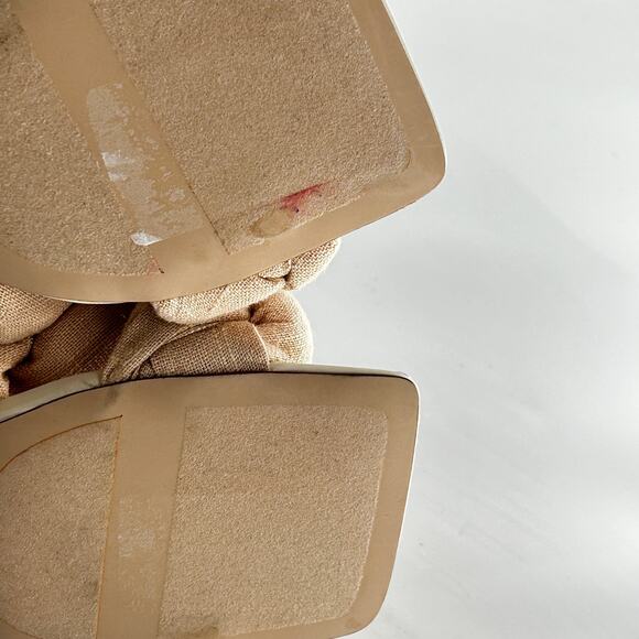 NWOT Sam Edelman Courtney Heeled Sandals 8.5 White Cream Braid Leather Square - Picture 6 of 11